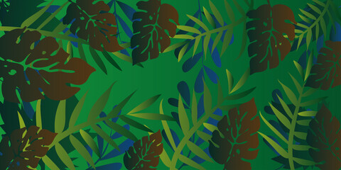 Naklejka na ściany i meble tropical leaves set background with bright colors