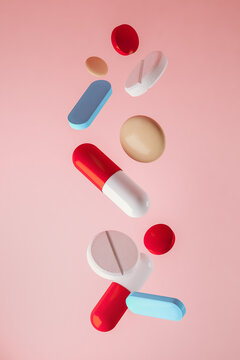 Different pills falling