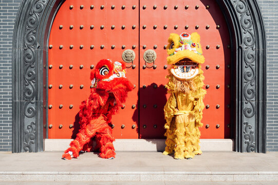 Chinese traditional performance lion dance