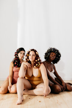 three girls with different body types