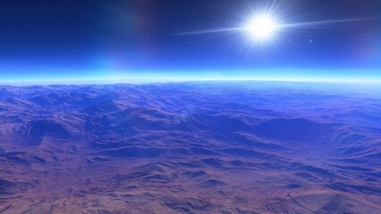 distant alien planet desert landscape environment 3d render