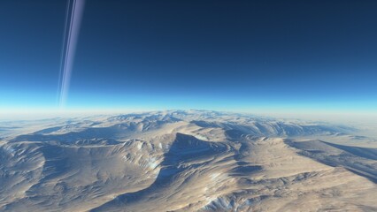 Naklejka na ściany i meble distant alien planet desert landscape environment 3d render