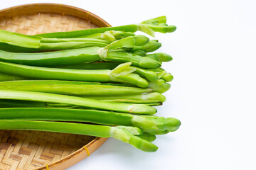 Limnocharis flava on white background.