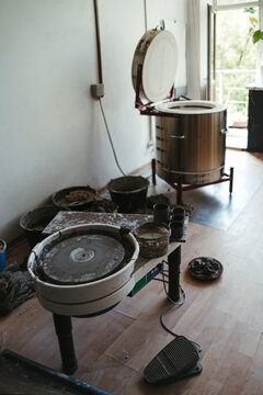Professional ceramist studio.