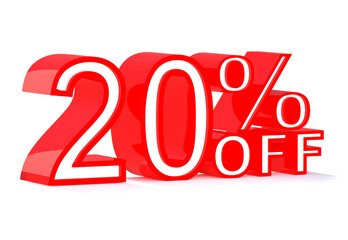 20 Percent off 3d Sign on White Background, Special Offer 20% Discount Tag, Sale Up to 20 Percent Off,big offer, Sale, Special Offer Label, Sticker, Tag, Banner, Advertising, offer Icon 