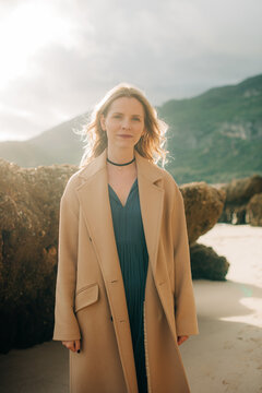 Female portrait in the nature in cold season