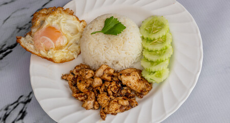 Thai Mixed Rice and Soup & Fried Bananas. 