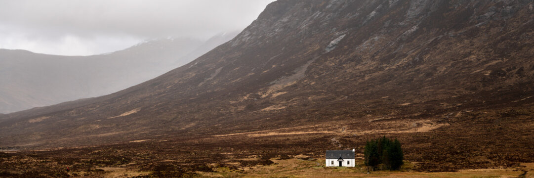 Glencoe mountians and white house scotland highlands