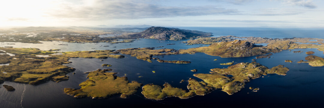 North Uist Lochs and Mountains Aerial Outer Hebrides