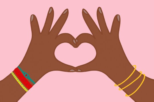 Heart shaped black hands illustration