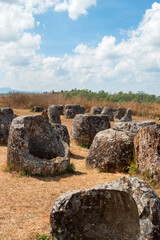 Plain of Jars - unique archaeological landscape destroyed from cluster bombs. Xieng Khouang Province, Laos.