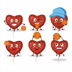 Talented red love balloon cartoon character as a basketball athlete