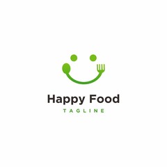 smile food logo design on isolated background, happy food logo design concept modern

