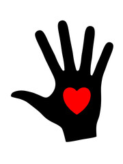 Fototapeta premium Heart icon in human hand isolated on white background. Illustration.