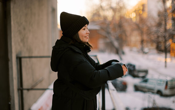 winter portrait of young woman