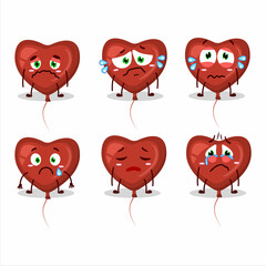 Obraz premium Red love balloon cartoon character with sad expression