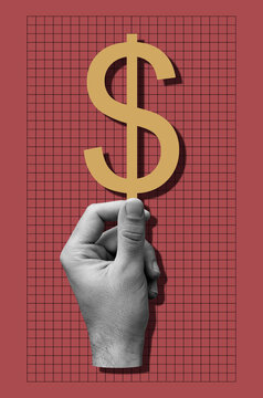 Hand holding yellow dollar sign