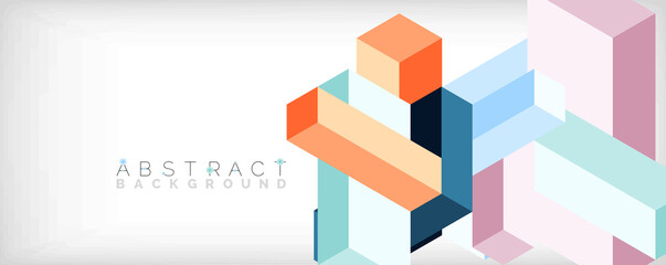 Abstract background. 3d cubes, cubic elements and blocks. Techno or business concept for wallpaper, banner, background, landing page