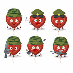 A charming soldier red love balloon cartoon picture bring a gun machine