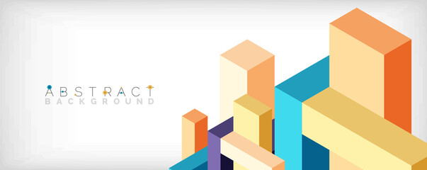 Abstract background. 3d cubes, cubic elements and blocks. Techno or business concept for wallpaper, banner, background, landing page