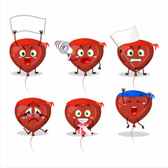 Mascot design style of red love balloon character as an attractive supporter