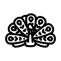 peacock bird line icon vector. peacock bird sign. isolated contour symbol black illustration