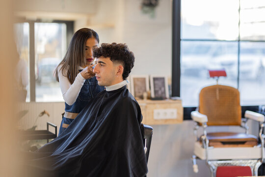 Customer in barber shop