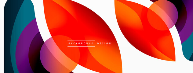 Abstract background with color geometric shapes. Beautiful minimal backdrop with round shapes circles and lines. Geometrical design. Vector illustration