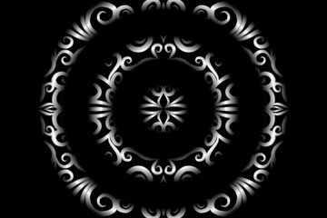 seamless Black and white caleidoscope gradient flower art pattern of indonesian traditional tenun batik ethnic dayak ornament for wallpaper ads background sticker or clothing