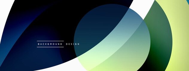 Abstract background with color geometric shapes. Beautiful minimal backdrop with round shapes circles and lines. Geometrical design. Vector illustration