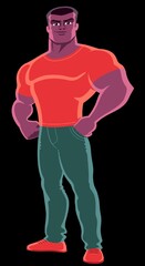 Fototapeta premium 3d render illustration, Cartoon character of avenger hero