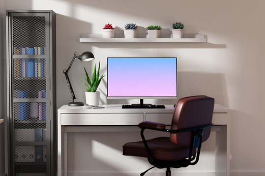 Minimalist workspace/study room with computer on desk