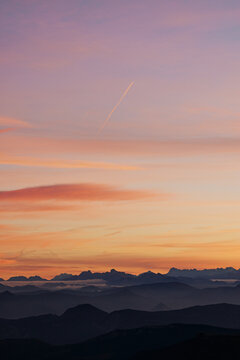 View of Mount Ventoux mountain skyline at dawn