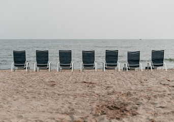 Lounge chairs on the beach