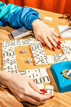 Retirement table games night/bingo, yahtzee dominos