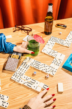 Retirement table games night/bingo, yahtzee dominos