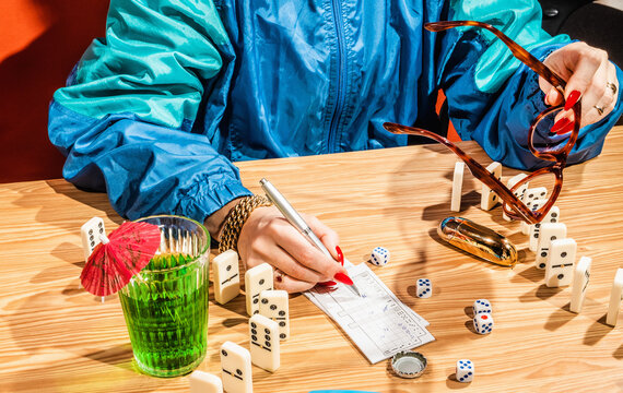 Retirement table games night/bingo, yahtzee dominos