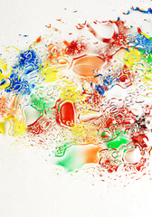 abstract colorful background, oil drops on water. vertical background