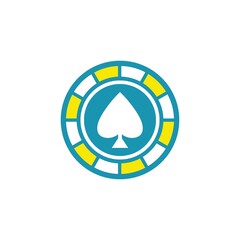 Casino chip icon  poker chip vector icon logo Casino chips for poker or roulette.Vector illustration isolated on white background
