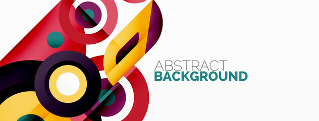 Obraz premium Abstract round shapes background. Minimalist decoration. Geometric background with circles and rings