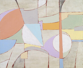 A high key abstract painting; a quiet composition.