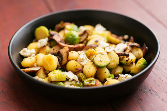 Brussels Sprouts, Gnocchi with Mushrooms