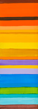 A brightly colored stripe painting.