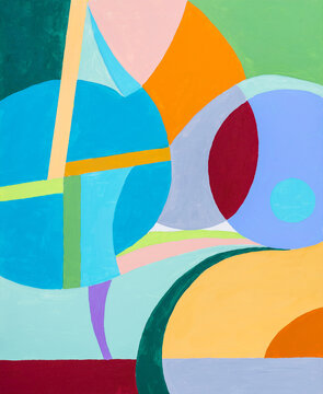 An abstract painting on a circular motif.