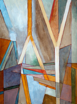 An abstract painting, with forking structures.