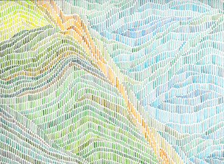 Abstract watercolor green and blue landscape 