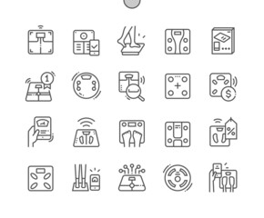 Smart scales. Equipment, device. Buy, price and product reviews. Pixel Perfect Vector Thin Line Icons. Simple Minimal Pictogram