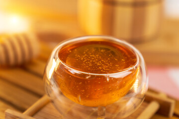 Honey in Bowl Close Up Shot. Healthy Food Concept. Healthy sweet food