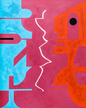 A painting; modernist abstract geometric structure. 