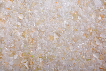 Pink Himalayan bath salt close-up. Spa and relaxation for the body. Wellness procedures.